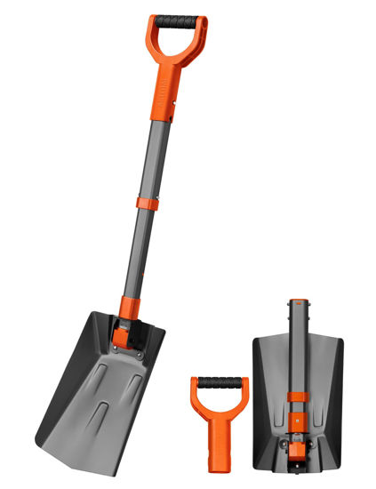 Picture of AstroAI 39" Folding Snow Shovel for Car, Extendable Snow Shovel with Thickened Aluminum Handle and Reinforced Iron Hinge, Portable and Multifunctional for Cars, Snowmobiles, Camping and Mud, Grey