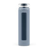 Picture of Ello Syndicate 20oz Reusable Glass Water Bottle with One-Touch Leak Proof Flip Lid, Protective Non-Slip Silicone Sleeve, Carry Loop for Coffee, Tea and Water, BPA-free, Dishwasher Safe, Tech Blue