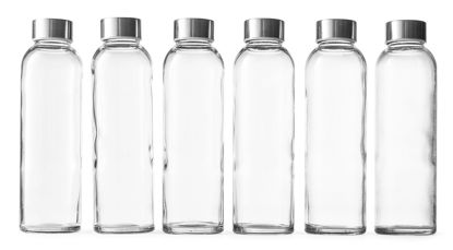 Picture of Epica glass bottles with lids - 18oz glass water bottles, reusable glass juice bottles with lids for storing juices, reusable water bottles durable & ecofriendly set of 6