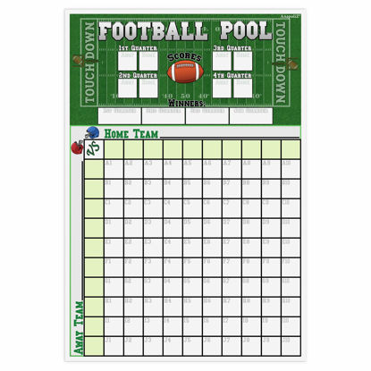 Picture of Football Pool Poster | (13” inch x 19”inch) Football Squares Pool Board | Office Pool Football Poster | Big Game Party Decorations | Football, Super Game Bowl Party Pool Poster | By Anapoliz