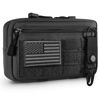 Picture of FRTKK Tactical Molle Admin Pouch Utility Laser Cut EDC Tool Pouch Bag Horizontal Modular Pouches Include US Flag Patch and Keychain (Black)