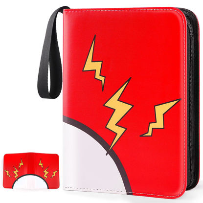 Picture of GOROMA Card Binder 4-Pockets, 400 Pockets Card Holder with 50 Removable Sleeves, Trading Card Collector Zipper Album Holder, Red