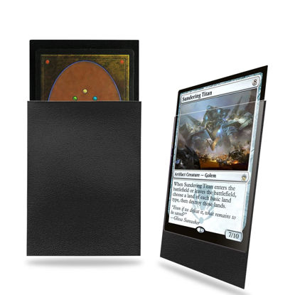 Picture of Black MTG Card Sleeves 200 Pack, Standard Card Sleeves Sturdy MTG Sleeves Matte Back Finish, Perfect Shuffling - Protect All Your Trading Cards Collectible Cards by Fabmaker, Never Tear