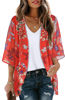 Picture of Summer Kimono Cardigan for Women Sheer Boho Tops Casual Open Front Swimwear Shirts Beach Cover ups (Boho Red,M)