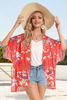 Picture of Summer Kimono Cardigan for Women Sheer Boho Tops Casual Open Front Swimwear Shirts Beach Cover ups (Boho Red,M)