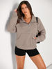 Picture of AUTOMET Womens Sweatshirts Half Zip Cropped Pullover Fleece Quarter Zipper Hoodies 2024 Fall Fashion Outfits Clothes Coffeegrey Medium