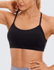 Picture of CRZ YOGA Butterluxe Womens Y Back Sports Bra - Padded Racerback Low Impact Spaghetti Thin Strap Workout Yoga Bra Black Medium