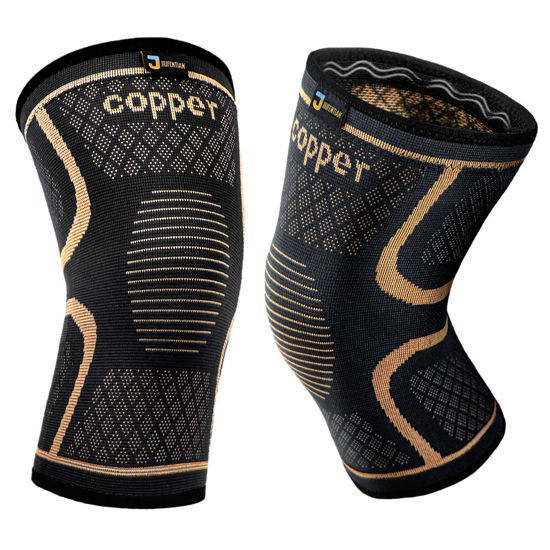Picture of JIUFENTIAN Copper Knee Braces for Men and Women (2 pack) -Knee Supports Copper Compression Knee Sleeve for Knee Pain, Arthritis, Sports and Recovery Support (Large)