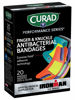 Picture of CURAD Performance Series IRONMAN Antibacterial Bandages, Extreme Hold Adhesive Technology, Finger & Knuckle Bandages, Flexible Fabric, Variety Pack with Assorted Sizes & Colors, 20 Count