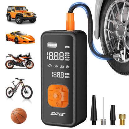Picture of Tire Inflator Portable Air Compressor - 4X Faster Inflation, 150PSI Air Pump for Car Tires with Digital Pressure Gauge/LED Light, 20000mAh Portable Tire Inflator for Car, Moto, Bike, Ball, etc
