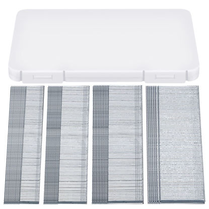 Picture of 2000 Pieces 18Ga Brad Nails Galvanized Finish Nail Galvanized Brad Nails 5/8 Inch-500, 3/4 Inch-500, 1 Inch-500, 1-1/4 Inch-500 with Storage Box for Repairing Molding Cabinetry Building Assembly