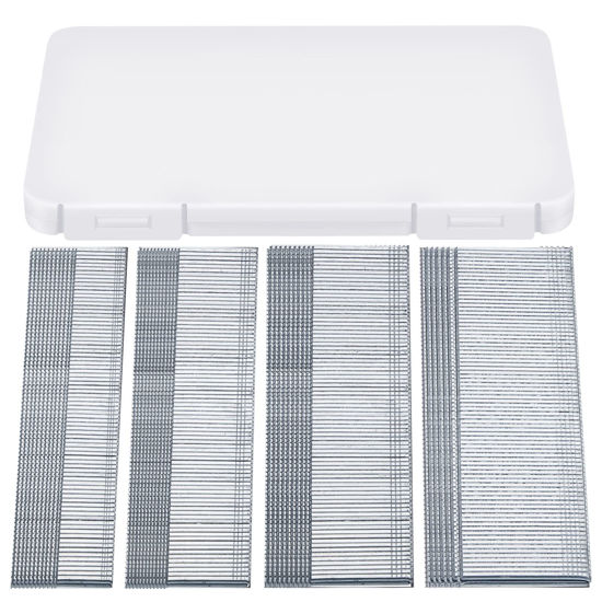 Picture of 2000 Pieces 18Ga Brad Nails Galvanized Finish Nail Galvanized Brad Nails 5/8 Inch-500, 3/4 Inch-500, 1 Inch-500, 1-1/4 Inch-500 with Storage Box for Repairing Molding Cabinetry Building Assembly