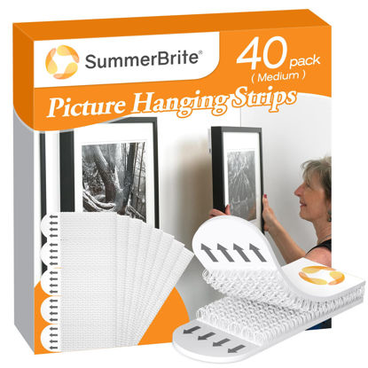 Picture of Summerbrite Picture Hanging Strips,Picture Hanger Kit, Removable Damage Free,Picture Hanging Hooks,White Medium(40Pack)