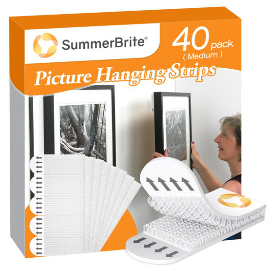 Picture of Summerbrite Picture Hanging Strips,Picture Hanger Kit, Removable Damage Free,Picture Hanging Hooks,White Medium(40Pack)