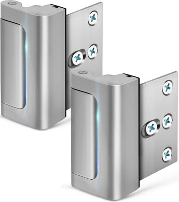 Picture of Home Security Door Lock, 2 Pack Childproof Door Reinforcement Lock with 3 Inch Stop Withstand 800 lbs for Top Front Inward Swinging Door, Upgrade Flip High Night Lock to Defend Your Home Kids