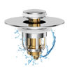 Picture of Universal 2 in 1 Bathroom Sink Stopper, Pop Up Bathroom Sink Drain Strainer with Anti-Clogging Filter Basket, Bathroom Drain Stopper Sink Plug for 1.06"-1.65" Basin Drain Holes