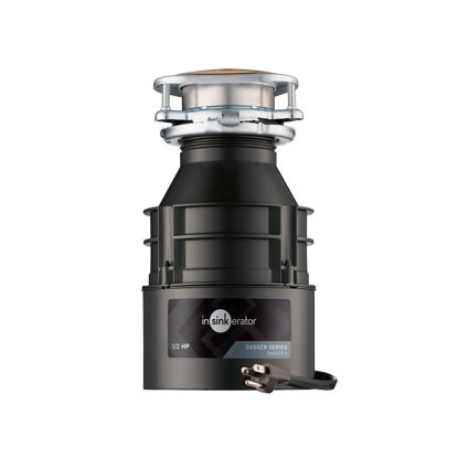 Picture of InSinkErator Badger 5 Garbage Disposal with Power Cord, Standard Series 1/2 HP Continuous Feed Food Waste Disposer, Badger 5 W/C, No Size, Black/Gray