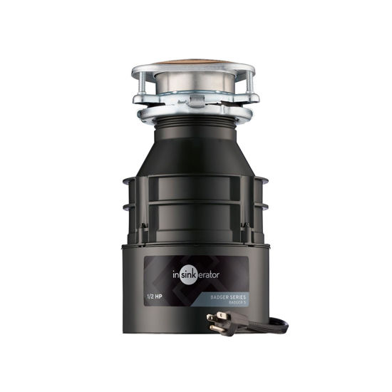 Picture of InSinkErator Badger 5 Garbage Disposal with Power Cord, Standard Series 1/2 HP Continuous Feed Food Waste Disposer, Badger 5 W/C, No Size, Black/Gray