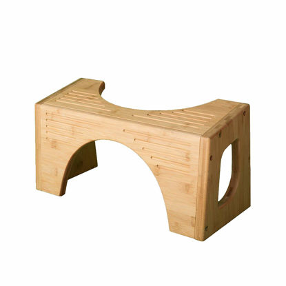 Picture of Squatty Potty The Original Toilet Stool - Bamboo Flip, 7" and 9" Adjustable Heights, Brown - Improve Bathroom Posture and Comfort