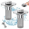 Picture of Bathroom Sink Drain Strainer, Pop Up Sink Drain Filter with Removable Stainless Steel Filter Basket Hair Catcher, Bathroom Sink Drain Stopper, for Us Bathroom Sink Stopper Replacement (2pcs)