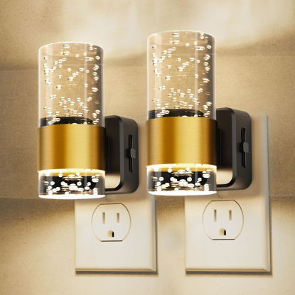 Picture of Night Lights Plug into Wall, Soft Light LED Night Light with Adjustable Brightness, Plug in Night Light with Auto Light Sensor, Wall Sconce-Style Design Night Light for Bathroom,Hallway, 2 Pack