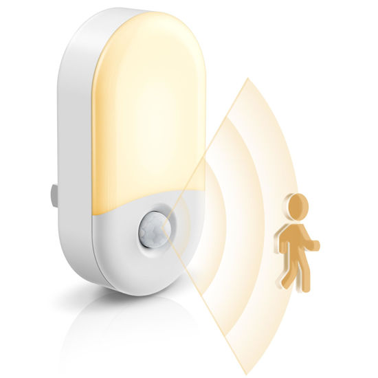 Picture of L LOHAS LED Motion Sensor Night Light, 2Pack, Motion Activated Night Light, Night Lights Plug into Wall Motion Sensor, 3000K Warm White, Adjustable Brightness 30/60LM, for Kids Adults Bathroom Bedroom
