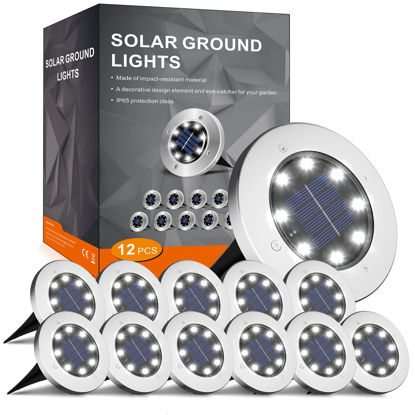 Picture of INCX Solar Lights for Outside,12 Pack Solar Lights Outdoor Waterproof, Solar Garden Lights Landscape Lighting for Patio Pathway Lawn Yard Deck Driveway Walkway, Cold White