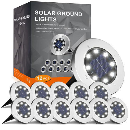 Picture of INCX Solar Lights for Outside,12 Pack Solar Lights Outdoor Waterproof, Solar Garden Lights Landscape Lighting for Patio Pathway Lawn Yard Deck Driveway Walkway, Cold White