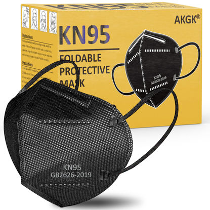 Picture of akgk KN95 Face Mask 50 PCS, Breathable Protection Masks, Individually Wrapped, 5-Ply KN95 Black Masks, Cup Dust Safety Masks