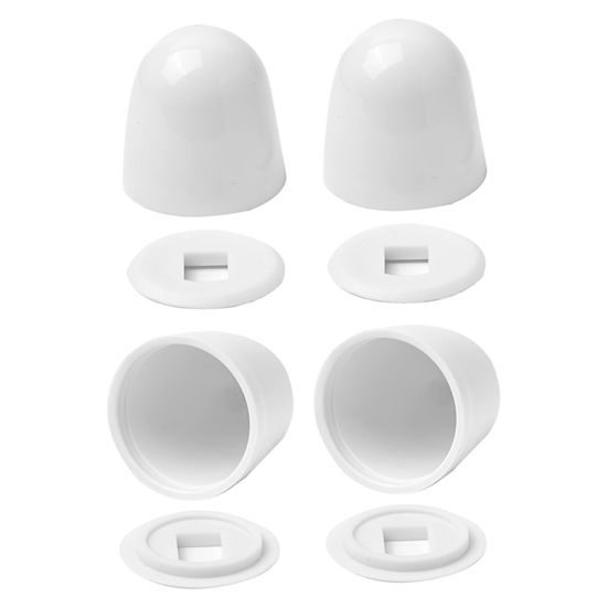 Picture of 4Packs Universal Toilet Bolt Caps, Round Plastic Push-On Toilet Bowl Bolt Caps Covers, with Extra Washers for Easy installation, 1.44 Inch Height, White Color