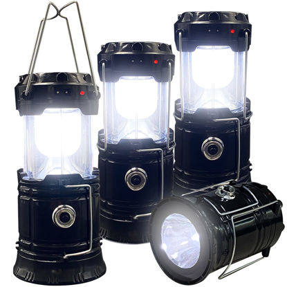 Picture of Collapsible Portable LED Camping Lantern XTAUTO Lightweight Waterproof Solar USB Rechargeable LED Flashlight Survival Kits for Indoor Outdoor Home Emergency Light Power Outages Hiking Hurricane 4-Pack