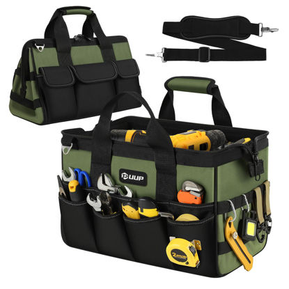 Picture of UUP Heavy Duty Tool Bag 15-Inch, 16-Pocket Portable Empty Tool Box Organizer Storage, Toolbox Organization, Soft Handle Carrying Toolbag with Large Zipper, Father Day Dad Men Mechanic Birthday Gift