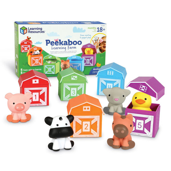 Picture of Learning Resources Peekaboo Learning Farm - 10 Pieces, Ages 18+ Months Toddler Learning Toys, Counting and Sorting Toys, Farm Animals Toys