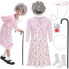 Picture of ZeroShop 100th Day of School Kids Old Lady Costume Girls Granny Dress 100 Year Grandma -6