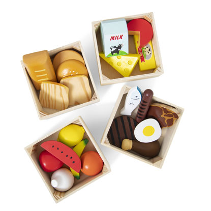 Picture of Melissa & Doug Food Groups - 21 Wooden Pieces and 4 Crates, Multi Play Food Sets For Kids Kitchen, Pretend Toy For Toddlers And Kids Ages 3+