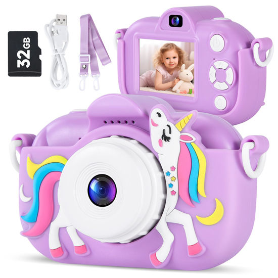 Picture of Kids Camera Digital Camera for Girls Age 3-8, 1080P Toddler Camera for Kids with 32GB SD Card, Toddler Girls Toys Age 6-8, Kids Christmas Birthday Gifts for Girls