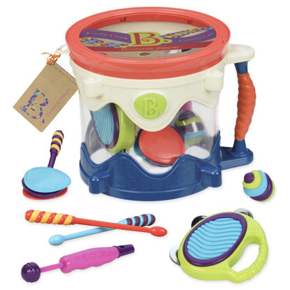 Picture of B. toys - Musical Drum- 7 Instruments Toy Drum Kit- Drumroll Please- Musical Toys for Kids 18 months + (7-Pcs)