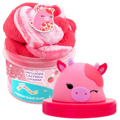 Picture of Original Squishmallows Calynda The Cow Premium Cloud Slime, 8 oz. Fluffy Slime, Strawberry Scented, 3 Fun Slime Add Ins, Pre-Made Slime for Kids, Great 6 Year Old Toys, Super Soft Sludge Toy