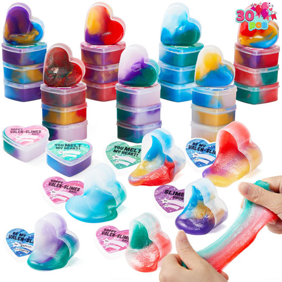 Picture of JOYIN 30 PCS Valentines Day Galaxy Slime Hearts for Kids Valentine Classroom Exchange Prizes, Party Favors, Gift Exchange