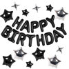 Picture of CANREVEL Happy Birthday Banner 13pcs 16 Inch Mylar Foil Letters with 12pcs Star Balloons Birthday Party Decorations for Kids and Adults - 3D Black
