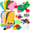 Picture of WATINC 6Pcs Hand Puppet Making Kit, Art Craft Felt Sock Puppet Toys, Creative DIY Make Your Own Pompoms Wiggle Googly Eyes Storytelling Role Play Party Supplies Gift for Girls Boys (Animals)