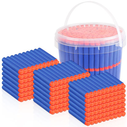 Picture of Pokiiulk Refill Darts Bullets Compatible with Nerf Guns N-Strike Elite Series, 300PCS Refill Darts Premium Foam Bullets Pack with Portable Storage Bucket