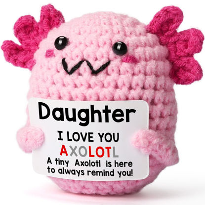 Picture of WEYON Daughter Gifts from Mom Dad, Mini Crochet Axolotl for Year Old Little Girl Kid from Mother Father, Best for Birthday, Christmas Stocking Stuffers, Easter & Valentines, Teen Girls Teenage Gifts