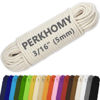 Picture of PerkHomy Cotton Rope 3/16" (5mm) 100 ft Multi Purpose Utility Diamond Braided Cord, Natural Cotton for Clothes Line Camping Crafting Flag Pole, Natural White