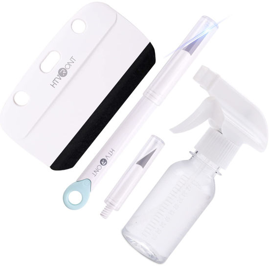 Picture of HTVRONT Window Film Kit - 4 Pcs Window Privacy Film Installation Tools, Easy to Apply Glass & Car Windows Tint Kit, Includes Felt Squeegee, Detachable Knife & 1 Extra Blade, 100ML Spray Bottle