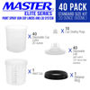Picture of Master Paint System MPS Disposable Paint Spray Gun Cup Liners and Lid System, 40 Pack Standard Size 20 Ounce (600ml) Kit - 40 Cup Liners, 40 Lids with Strainer, 1 Hard Cup with Retainer Ring 10 Plugs