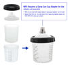 Picture of Master Paint System MPS Disposable Paint Spray Gun Cup Liners and Lid System, 40 Pack Standard Size 20 Ounce (600ml) Kit - 40 Cup Liners, 40 Lids with Strainer, 1 Hard Cup with Retainer Ring 10 Plugs