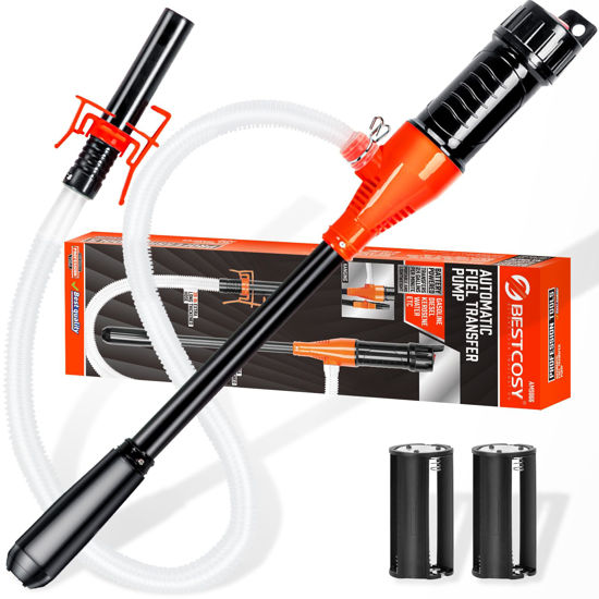 Picture of Portable Transfer Pump Battery Operated Electric Siphon Pump for Gas, Fuel, Diesel, Water Transfer 2.6 GPM Flow Oil Extractor -Easy to Use Hand Fuel Pump, Multi-Use Siphon Fuel Transfer Pump (Orange)