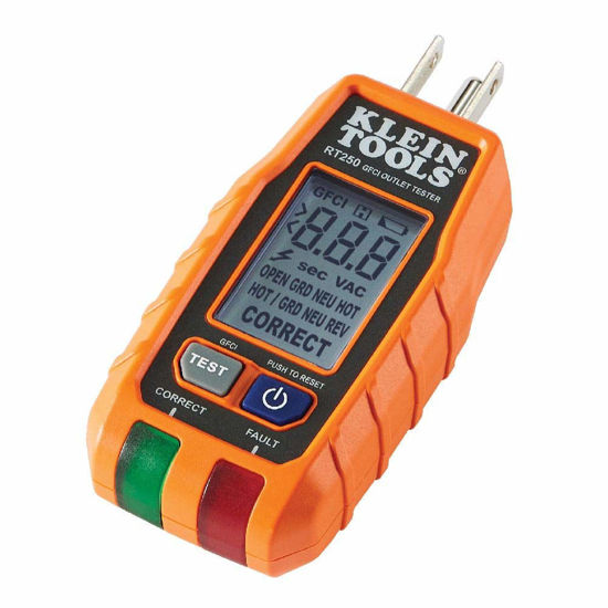 Picture of Klein Tools RT250 GFCI Outlet Tester with LCD Display, Electric Voltage Tester for Standard 3-Wire 120V Electrical Receptacles