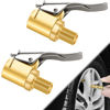 Picture of 2 Pcs Brass Locking Tire Air Chuck, Tire Inflator Hose Adapter for Twist On Connection Convert to Lock On, No Air Leakage Air Compressor Pump Clip On Tire Chucks, Tire Nozzle with Tire Valve Thread